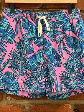 Chubbies Swim Trunks Mens Large Pink Tropical Palm Leaf Beach Summer Pool Party